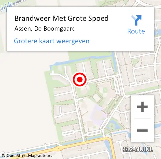 Locatie op kaart van de 112 melding: Brandweer Met Grote Spoed Naar Assen, De Boomgaard op 1 januari 2024 20:58