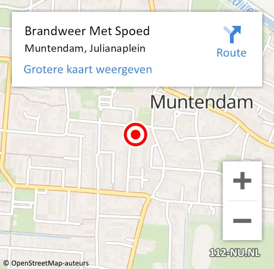 Locatie op kaart van de 112 melding: Brandweer Met Spoed Naar Muntendam, Julianaplein op 1 januari 2024 20:58