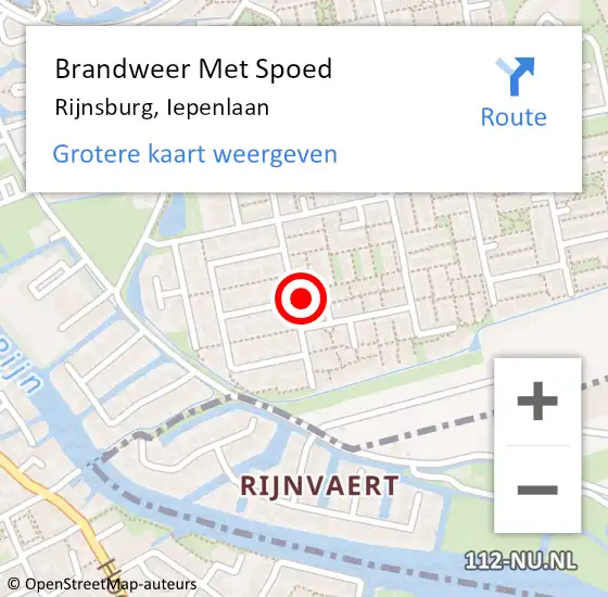 Locatie op kaart van de 112 melding: Brandweer Met Spoed Naar Rijnsburg, Iepenlaan op 1 januari 2024 21:07