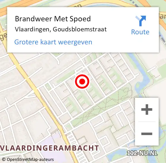 Locatie op kaart van de 112 melding: Brandweer Met Spoed Naar Vlaardingen, Goudsbloemstraat op 1 januari 2024 21:12