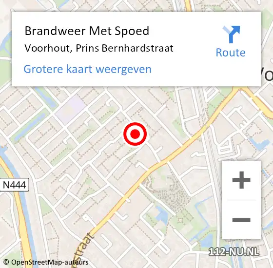 Locatie op kaart van de 112 melding: Brandweer Met Spoed Naar Voorhout, Prins Bernhardstraat op 1 januari 2024 22:02