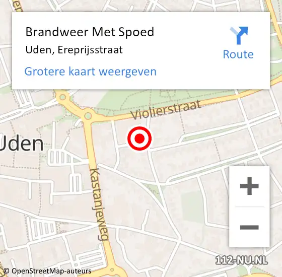 Locatie op kaart van de 112 melding: Brandweer Met Spoed Naar Uden, Ereprijsstraat op 1 januari 2024 22:09