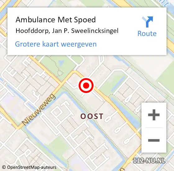 Locatie op kaart van de 112 melding: Ambulance Met Spoed Naar Hoofddorp, Jan P. Sweelincksingel op 1 januari 2024 22:39