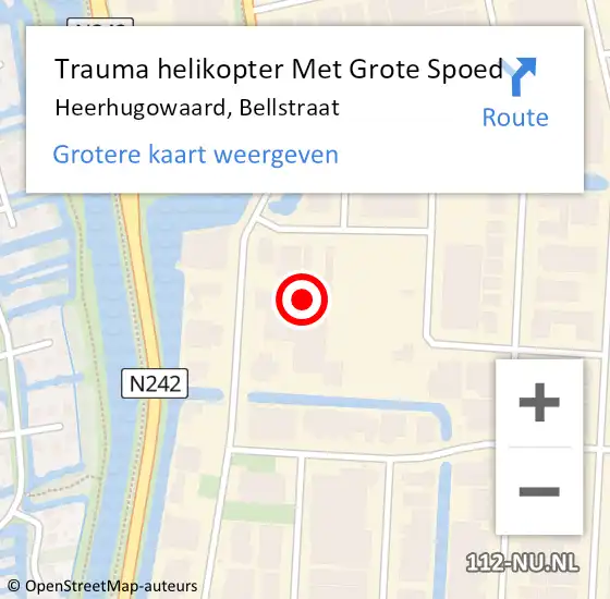 Locatie op kaart van de 112 melding: Trauma helikopter Met Grote Spoed Naar Heerhugowaard, Bellstraat op 1 januari 2024 23:05