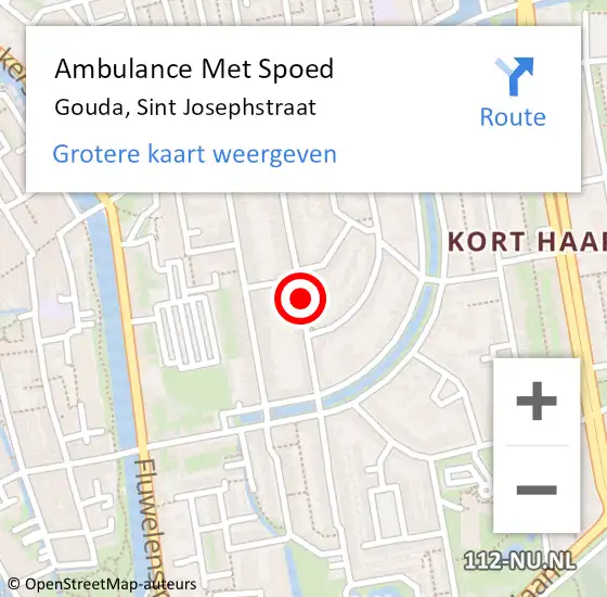 Locatie op kaart van de 112 melding: Ambulance Met Spoed Naar Gouda, Sint Josephstraat op 1 januari 2024 23:31