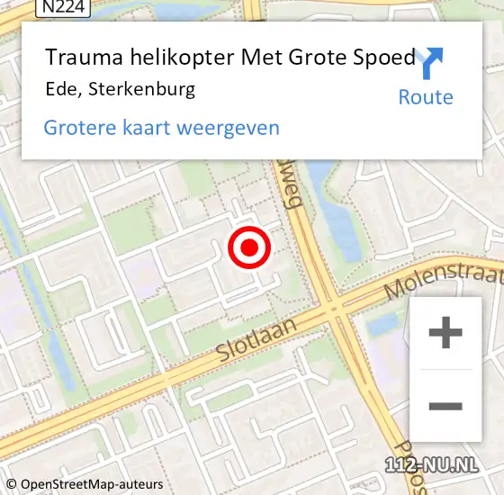 Locatie op kaart van de 112 melding: Trauma helikopter Met Grote Spoed Naar Ede, Sterkenburg op 1 januari 2024 23:37