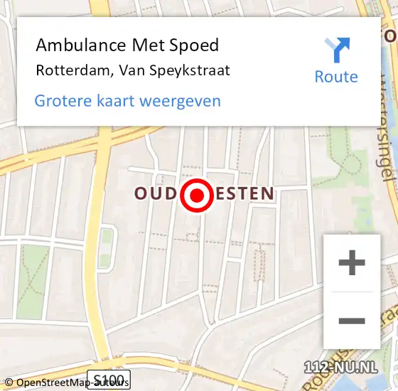 Locatie op kaart van de 112 melding: Ambulance Met Spoed Naar Rotterdam, Van Speykstraat op 1 januari 2024 23:49