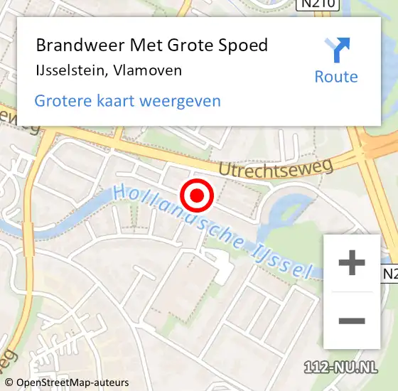 Locatie op kaart van de 112 melding: Brandweer Met Grote Spoed Naar IJsselstein, Vlamoven op 2 januari 2024 00:03