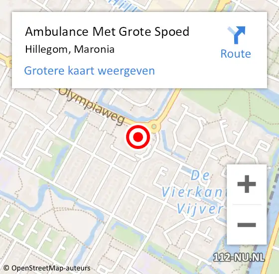 Locatie op kaart van de 112 melding: Ambulance Met Grote Spoed Naar Hillegom, Maronia op 2 januari 2024 00:13