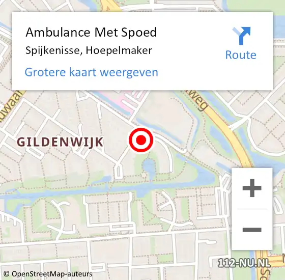 Locatie op kaart van de 112 melding: Ambulance Met Spoed Naar Spijkenisse, Hoepelmaker op 2 januari 2024 00:39