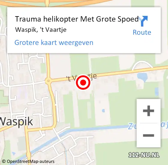 Locatie op kaart van de 112 melding: Trauma helikopter Met Grote Spoed Naar Waspik, 't Vaartje op 2 januari 2024 00:47