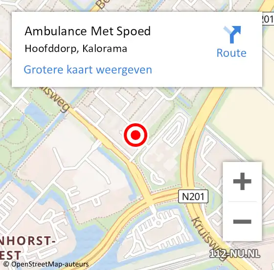 Locatie op kaart van de 112 melding: Ambulance Met Spoed Naar Hoofddorp, Kalorama op 2 januari 2024 01:03