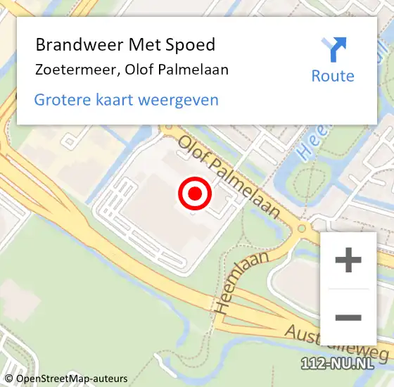 Locatie op kaart van de 112 melding: Brandweer Met Spoed Naar Zoetermeer, Olof Palmelaan op 2 januari 2024 01:04