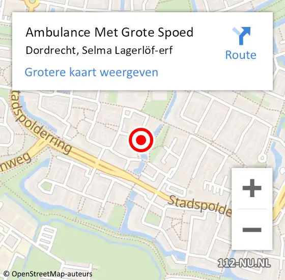 Locatie op kaart van de 112 melding: Ambulance Met Grote Spoed Naar Dordrecht, Selma Lagerlöf-erf op 2 januari 2024 01:28