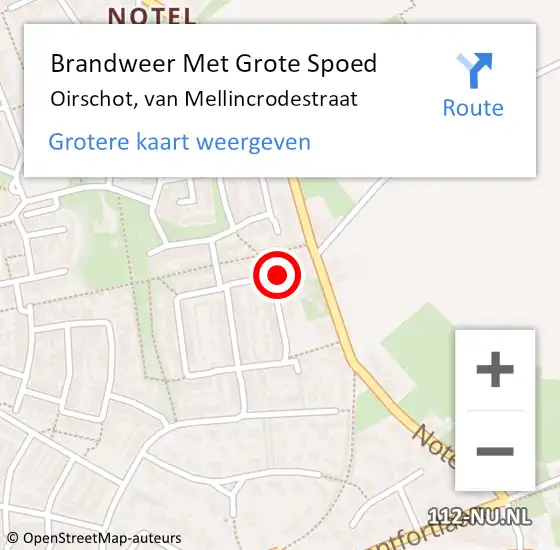 Locatie op kaart van de 112 melding: Brandweer Met Grote Spoed Naar Oirschot, van Mellincrodestraat op 2 januari 2024 02:02