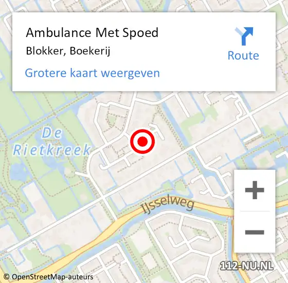 Locatie op kaart van de 112 melding: Ambulance Met Spoed Naar Blokker, Boekerij op 2 januari 2024 03:30