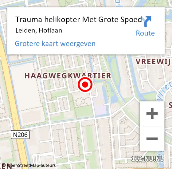 Locatie op kaart van de 112 melding: Trauma helikopter Met Grote Spoed Naar Leiden, Hoflaan op 2 januari 2024 05:06