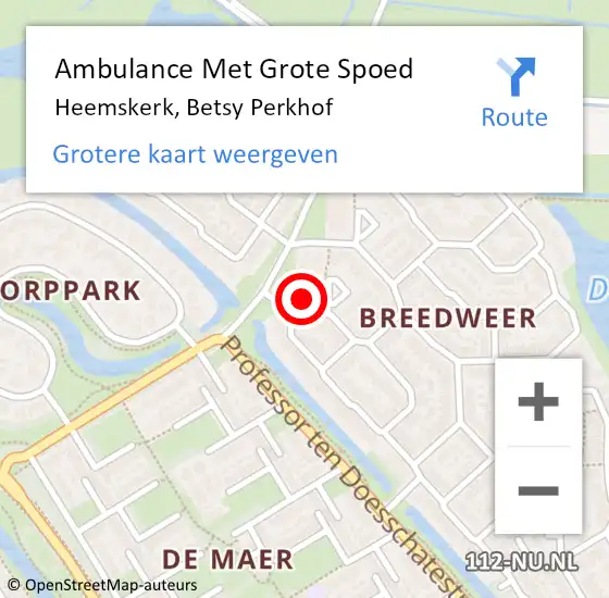 Locatie op kaart van de 112 melding: Ambulance Met Grote Spoed Naar Heemskerk, Betsy Perkhof op 2 januari 2024 05:20