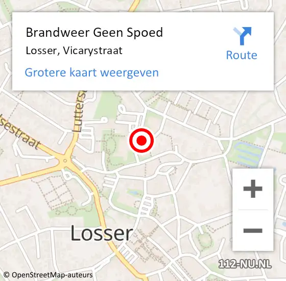 Locatie op kaart van de 112 melding: Brandweer Geen Spoed Naar Losser, Vicarystraat op 2 januari 2024 06:17