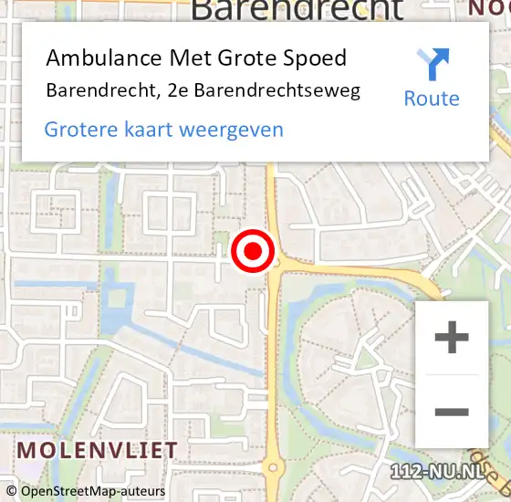 Locatie op kaart van de 112 melding: Ambulance Met Grote Spoed Naar Barendrecht, 2e Barendrechtseweg op 2 januari 2024 07:04