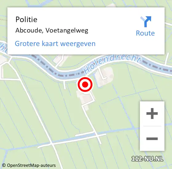 Locatie op kaart van de 112 melding: Politie Abcoude, Voetangelweg op 2 januari 2024 07:37
