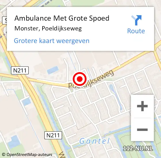 Locatie op kaart van de 112 melding: Ambulance Met Grote Spoed Naar Monster, Poeldijkseweg op 2 januari 2024 08:17