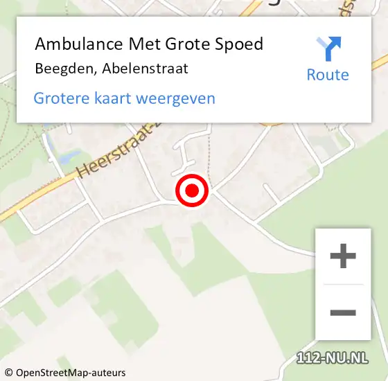 Locatie op kaart van de 112 melding: Ambulance Met Grote Spoed Naar Beegden, Abelenstraat op 2 januari 2024 08:32