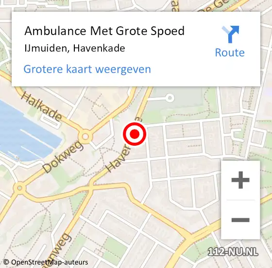 Locatie op kaart van de 112 melding: Ambulance Met Grote Spoed Naar IJmuiden, Havenkade op 2 januari 2024 08:32