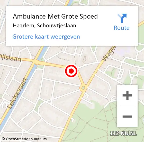 Locatie op kaart van de 112 melding: Ambulance Met Grote Spoed Naar Haarlem, Schouwtjeslaan op 2 januari 2024 08:40