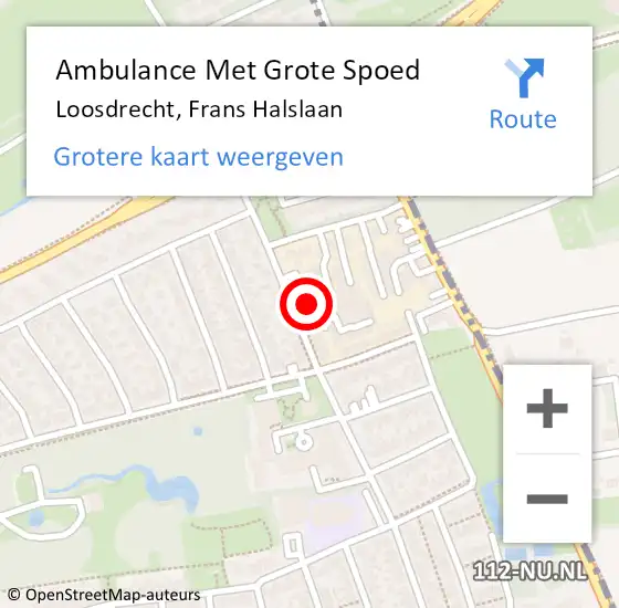 Locatie op kaart van de 112 melding: Ambulance Met Grote Spoed Naar Loosdrecht, Frans Halslaan op 20 september 2014 16:58