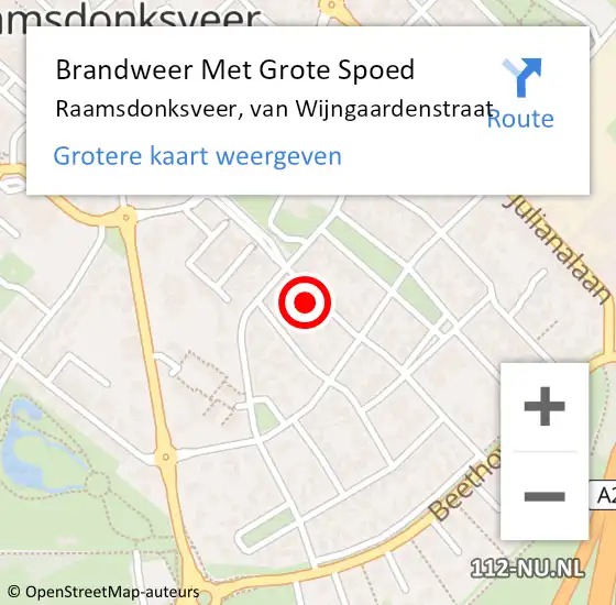 Locatie op kaart van de 112 melding: Brandweer Met Grote Spoed Naar Raamsdonksveer, van Wijngaardenstraat op 2 januari 2024 09:09