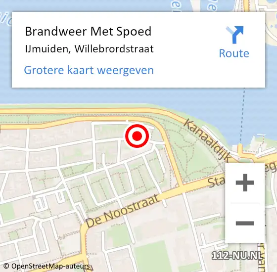 Locatie op kaart van de 112 melding: Brandweer Met Spoed Naar IJmuiden, Willebrordstraat op 2 januari 2024 09:16