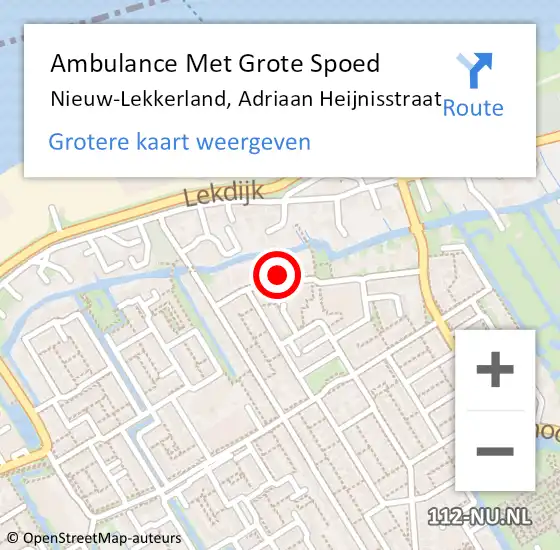 Locatie op kaart van de 112 melding: Ambulance Met Grote Spoed Naar Nieuw-Lekkerland, Adriaan Heijnisstraat op 2 januari 2024 09:23