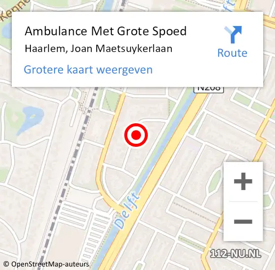 Locatie op kaart van de 112 melding: Ambulance Met Grote Spoed Naar Haarlem, Joan Maetsuykerlaan op 2 januari 2024 09:34