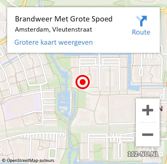 Locatie op kaart van de 112 melding: Brandweer Met Grote Spoed Naar Amsterdam, Vleutenstraat op 2 januari 2024 10:05