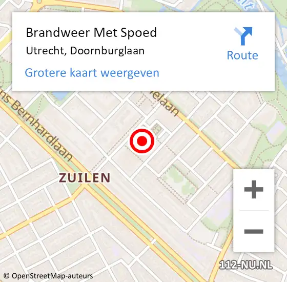 Locatie op kaart van de 112 melding: Brandweer Met Spoed Naar Utrecht, Doornburglaan op 2 januari 2024 10:19