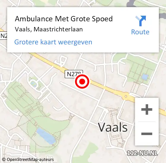 Locatie op kaart van de 112 melding: Ambulance Met Grote Spoed Naar Vaals, Maastrichterlaan op 20 september 2014 17:07