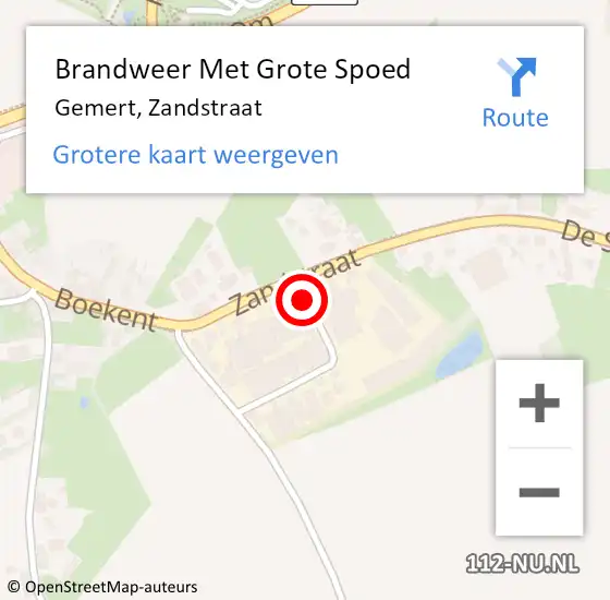 Locatie op kaart van de 112 melding: Brandweer Met Grote Spoed Naar Gemert, Zandstraat op 2 januari 2024 10:33