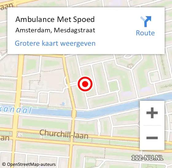 Locatie op kaart van de 112 melding: Ambulance Met Spoed Naar Amsterdam, Mesdagstraat op 2 januari 2024 10:35