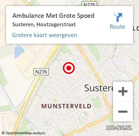 Locatie op kaart van de 112 melding: Ambulance Met Grote Spoed Naar Susteren, Houtzagerstraat op 20 september 2014 17:10