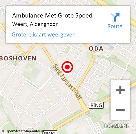 Locatie op kaart van de 112 melding: Ambulance Met Grote Spoed Naar Weert, Aldenghoor op 2 januari 2024 10:53