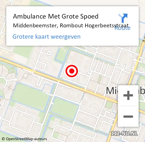 Locatie op kaart van de 112 melding: Ambulance Met Grote Spoed Naar Middenbeemster, Rombout Hogerbeetsstraat op 2 januari 2024 11:04