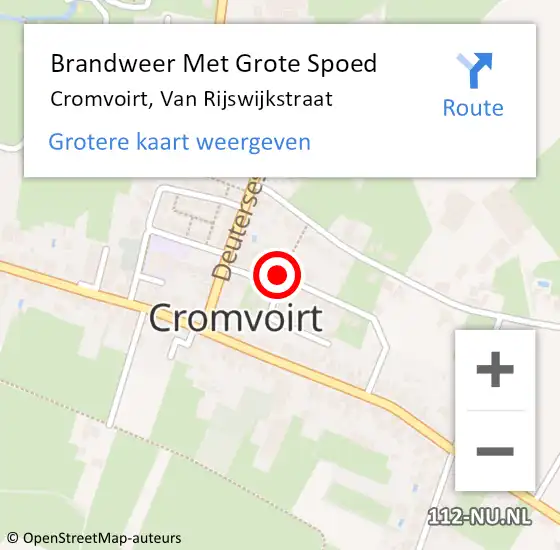 Locatie op kaart van de 112 melding: Brandweer Met Grote Spoed Naar Cromvoirt, Van Rijswijkstraat op 2 januari 2024 11:15