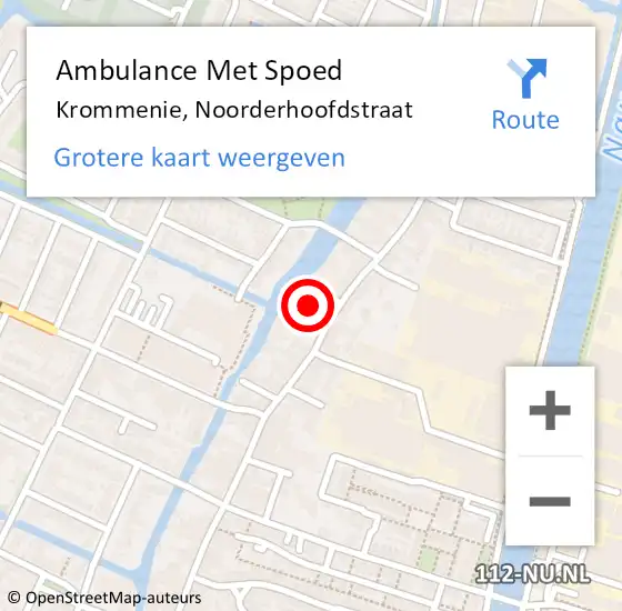 Locatie op kaart van de 112 melding: Ambulance Met Spoed Naar Krommenie, Noorderhoofdstraat op 2 januari 2024 11:31