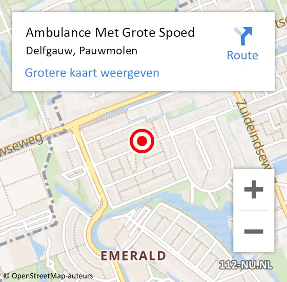 Locatie op kaart van de 112 melding: Ambulance Met Grote Spoed Naar Delfgauw, Pauwmolen op 2 januari 2024 11:42