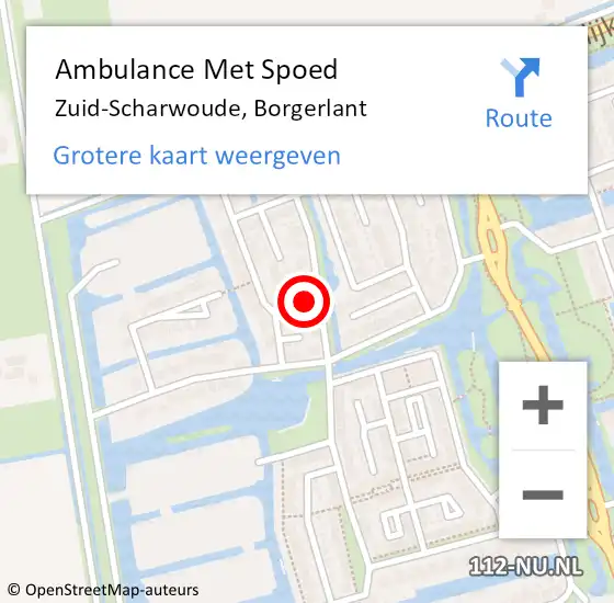 Locatie op kaart van de 112 melding: Ambulance Met Spoed Naar Zuid-Scharwoude, Borgerlant op 2 januari 2024 11:56