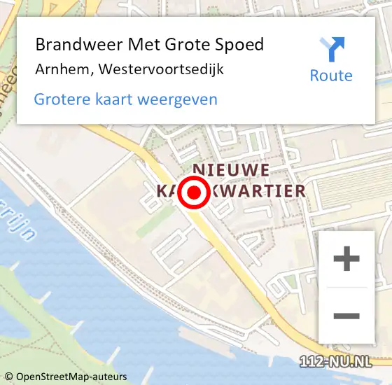 Locatie op kaart van de 112 melding: Brandweer Met Grote Spoed Naar Arnhem, Westervoortsedijk op 2 januari 2024 11:58