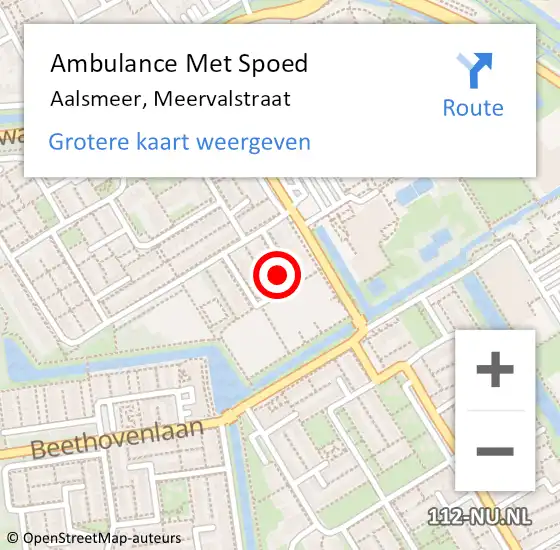 Locatie op kaart van de 112 melding: Ambulance Met Spoed Naar Aalsmeer, Meervalstraat op 2 januari 2024 12:13