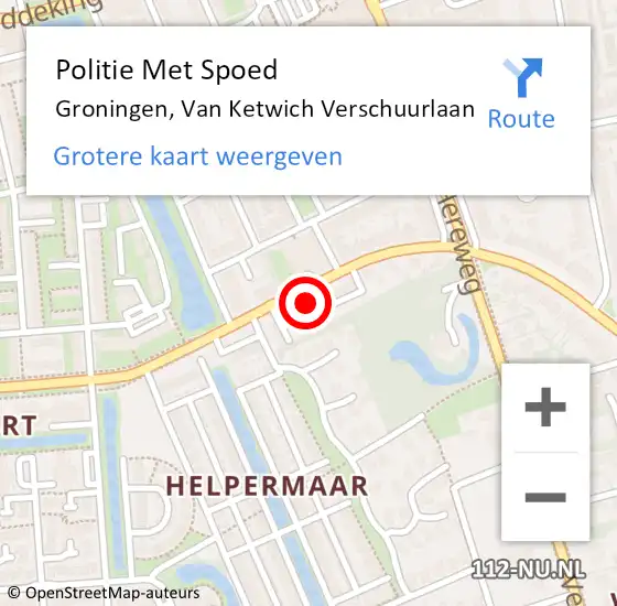 Locatie op kaart van de 112 melding: Politie Met Spoed Naar Groningen, Van Ketwich Verschuurlaan op 2 januari 2024 12:19