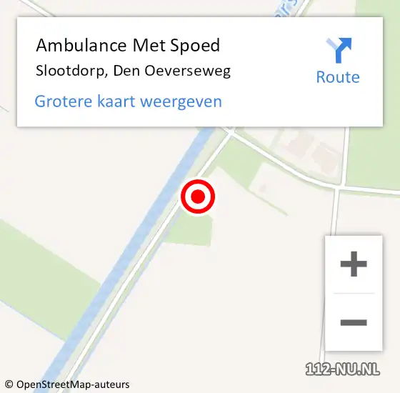 Locatie op kaart van de 112 melding: Ambulance Met Spoed Naar Slootdorp, Den Oeverseweg op 2 januari 2024 12:25